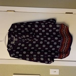 Rue 21 wine/black boho print top sz Large polyester **JUST REDUCED!**